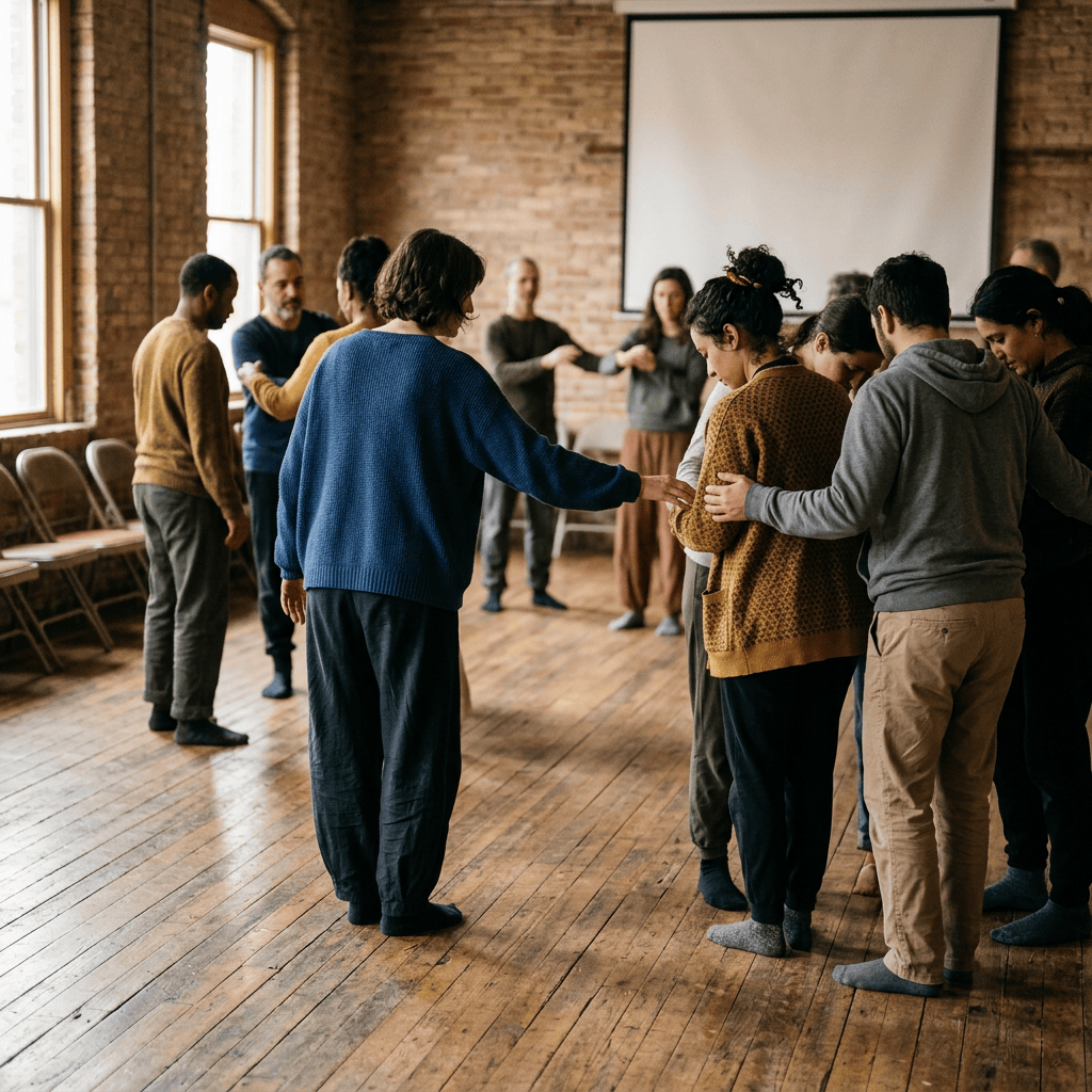 Community theater workshop with movement and trust